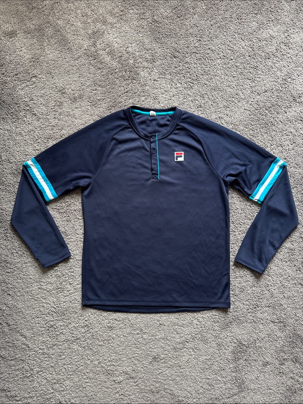 Like New Men’s FILA Tennis Long Sleeve Performance Henley Navy Size M